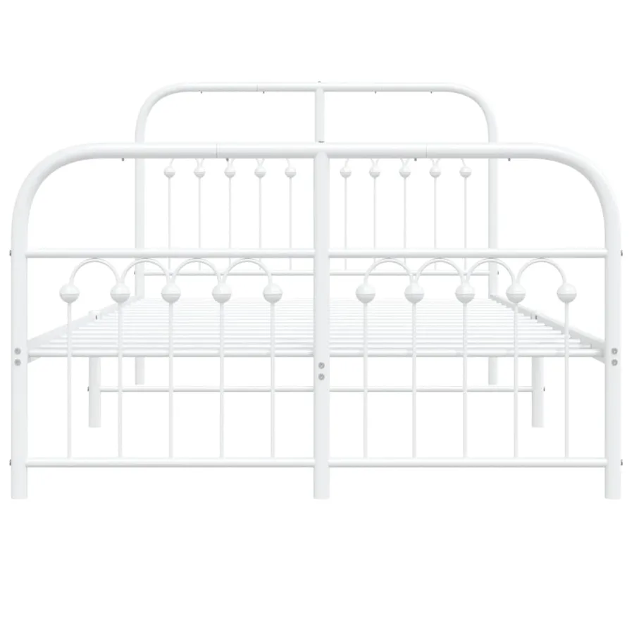 Cadre de lit métal sans matelas et pied de lit blanc 120x190 cm - 4