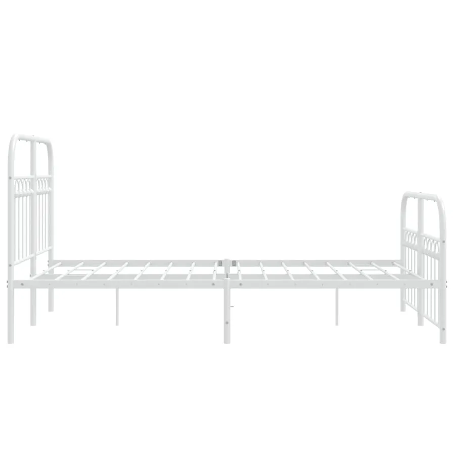 Cadre de lit métal sans matelas et pied de lit blanc 120x190 cm - 5