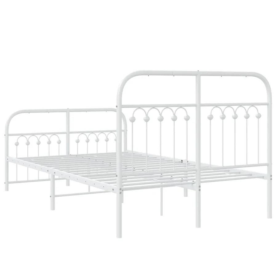 Cadre de lit métal sans matelas et pied de lit blanc 120x190 cm - 6