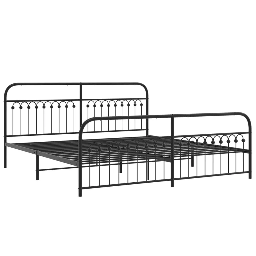 Cadre de lit métal sans matelas avec pied de lit noir 193x203cm - 3
