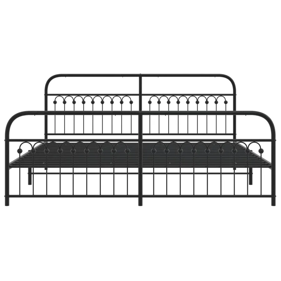 Cadre de lit métal sans matelas avec pied de lit noir 193x203cm - 4