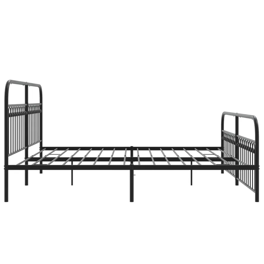 Cadre de lit métal sans matelas avec pied de lit noir 193x203cm - 5