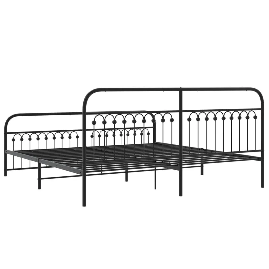 Cadre de lit métal sans matelas avec pied de lit noir 193x203cm - 6