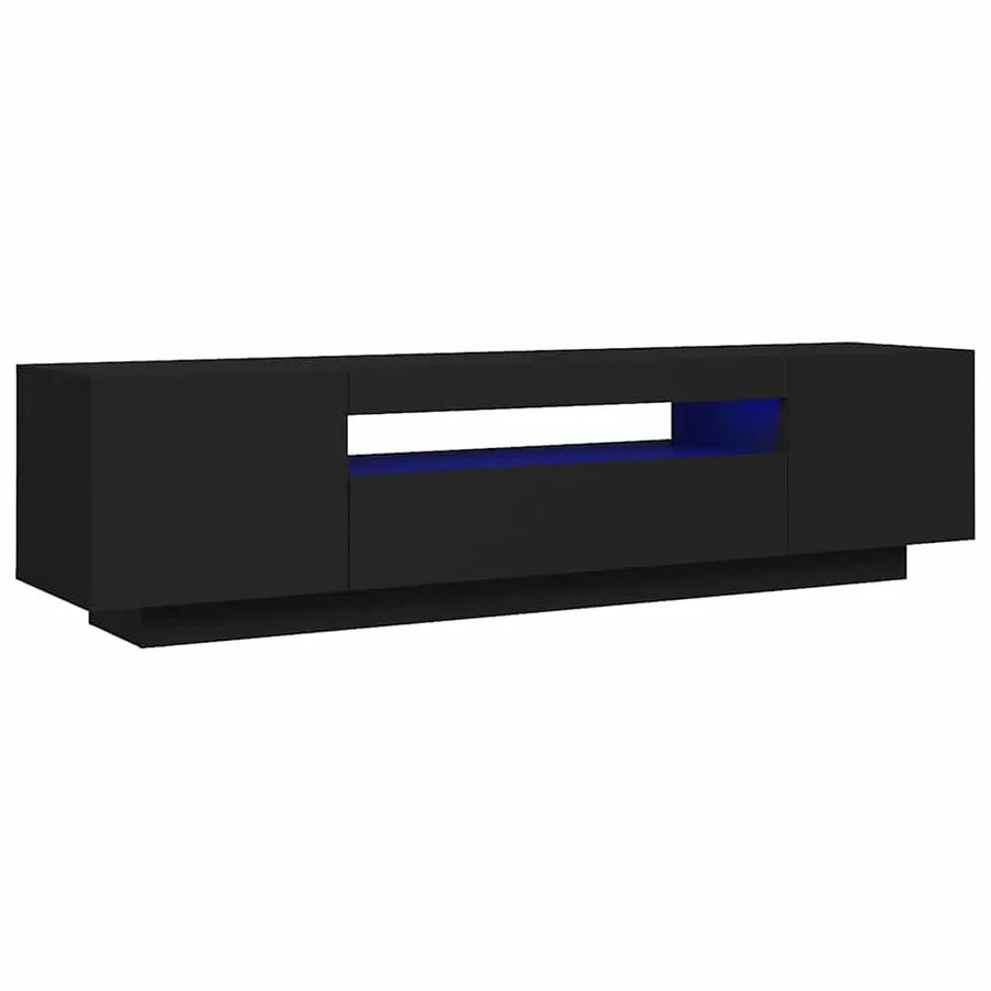 Meuble TV avec lumières LED noir 160x35x40 cm - 2