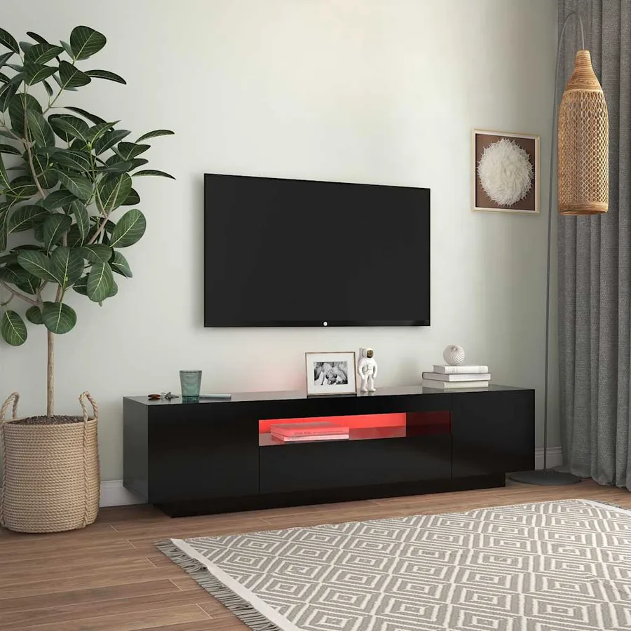 Meuble TV avec lumières LED noir 160x35x40 cm - 4