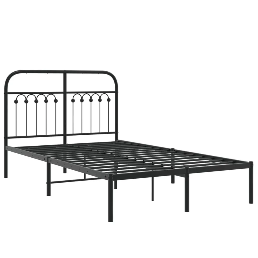 Cadre de lit métal sans matelas avec tête de lit noir 120x190cm - 3
