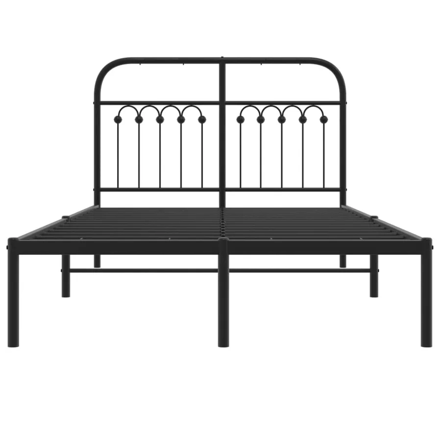 Cadre de lit métal sans matelas avec tête de lit noir 120x190cm - 4