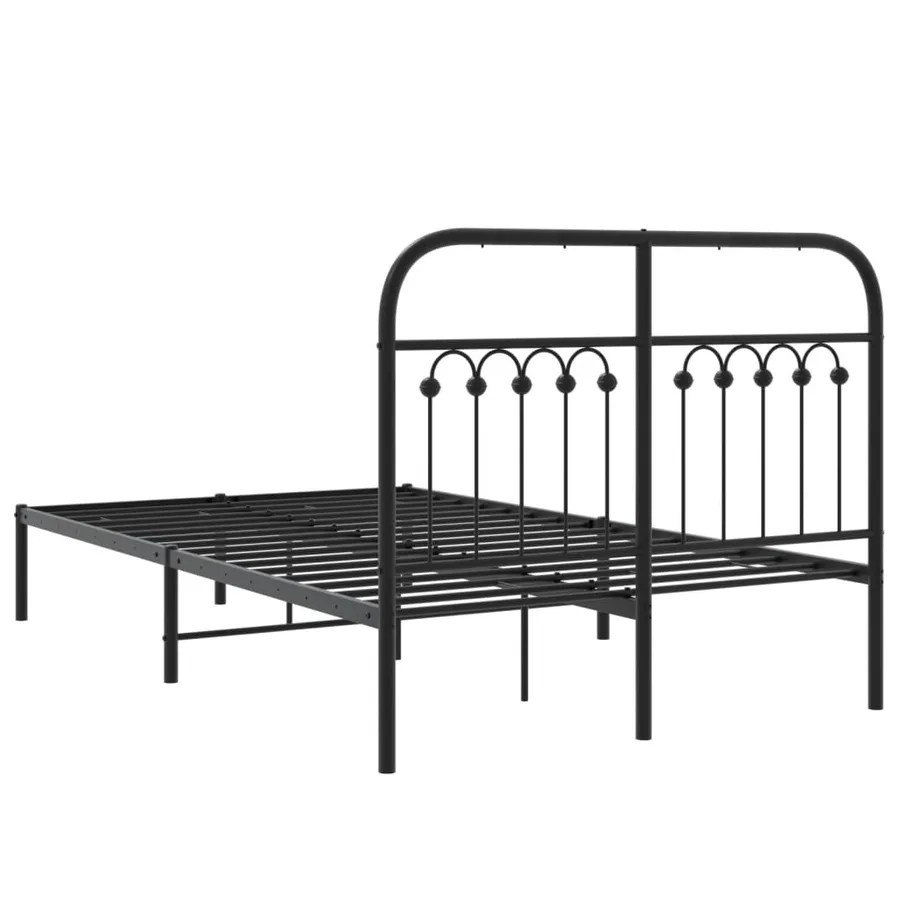 Cadre de lit métal sans matelas avec tête de lit noir 120x190cm - 6