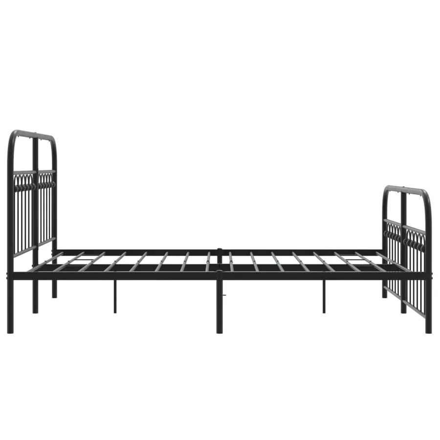 Cadre de lit métal sans matelas avec pied de lit noir 140x190cm - 5