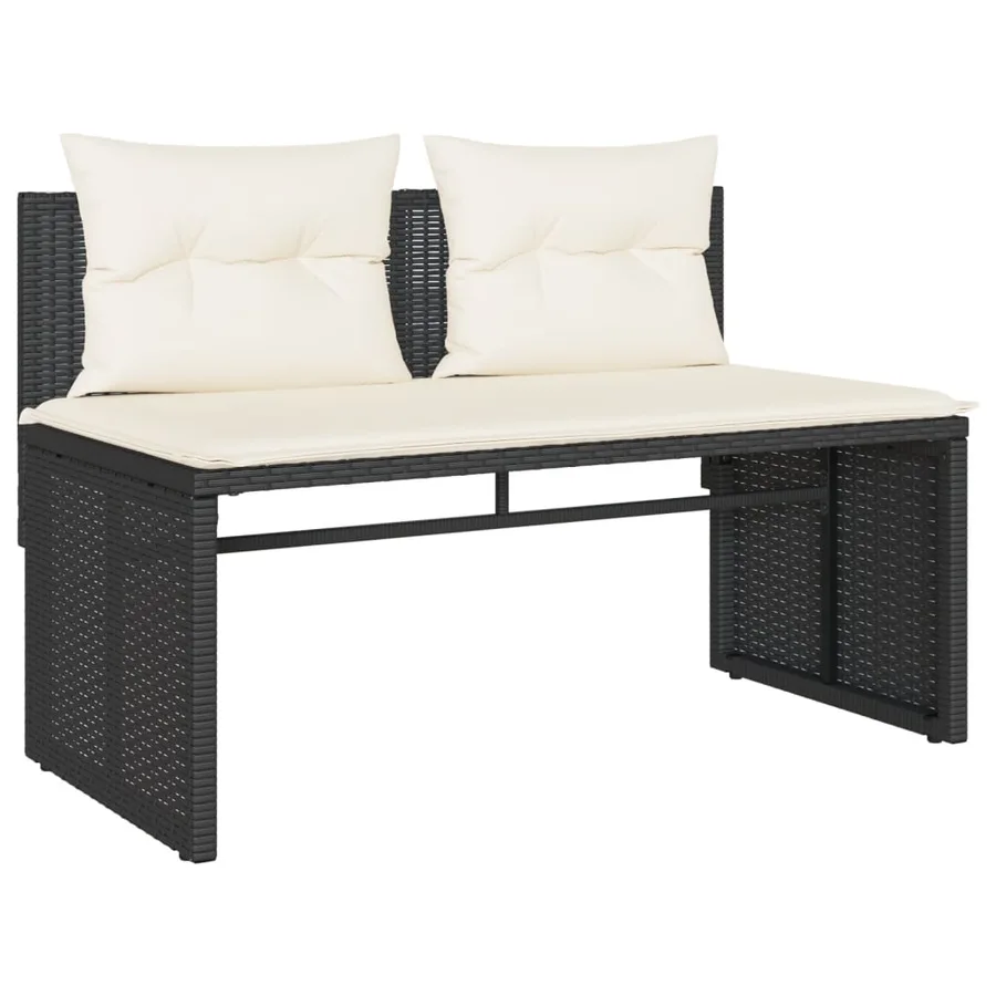 Salon de jardin 4 pcs avec coussins noir résine tressée - 4
