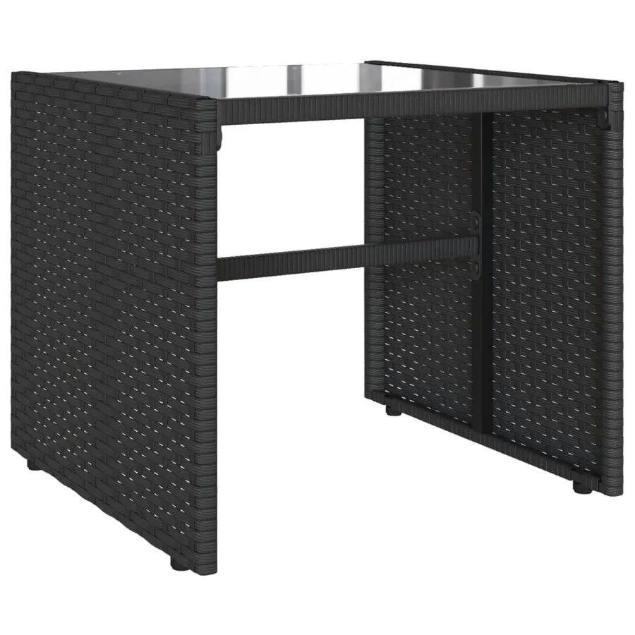 Salon de jardin 4 pcs avec coussins noir résine tressée - 5