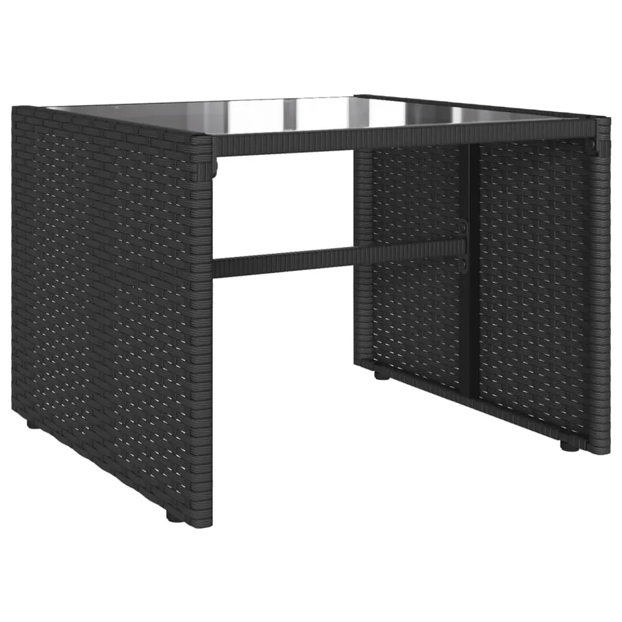 Salon de jardin 4 pcs avec coussins noir résine tressée - 6