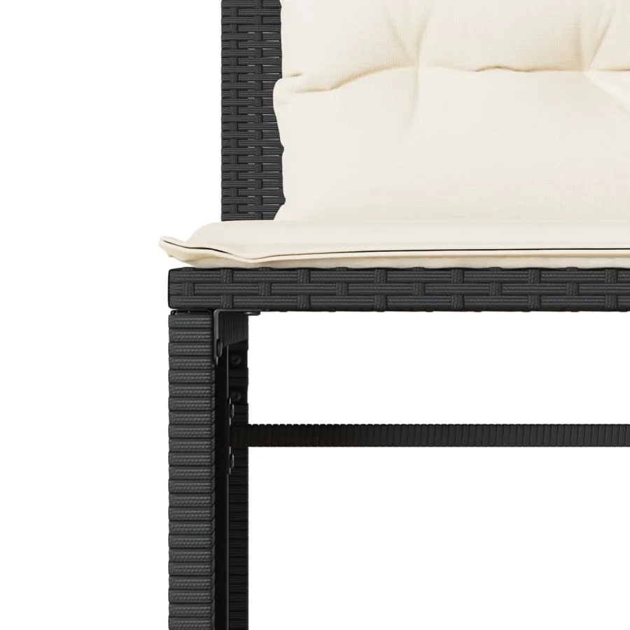 Salon de jardin 4 pcs avec coussins noir résine tressée - 8