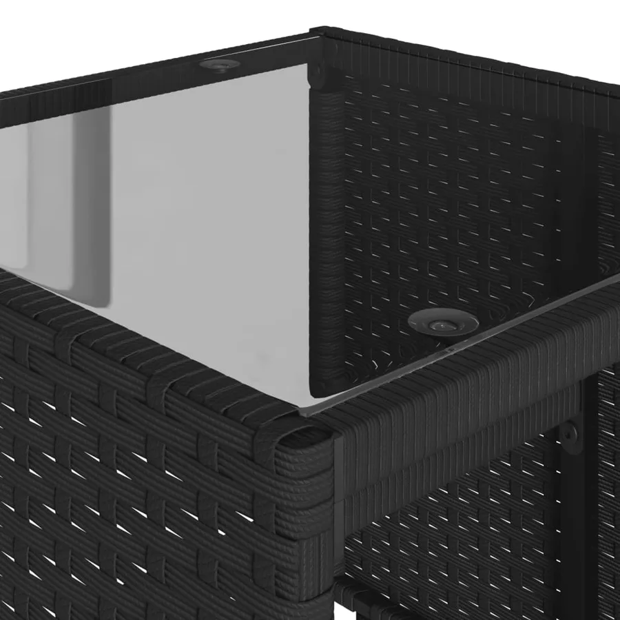 Salon de jardin 4 pcs avec coussins noir résine tressée - 9