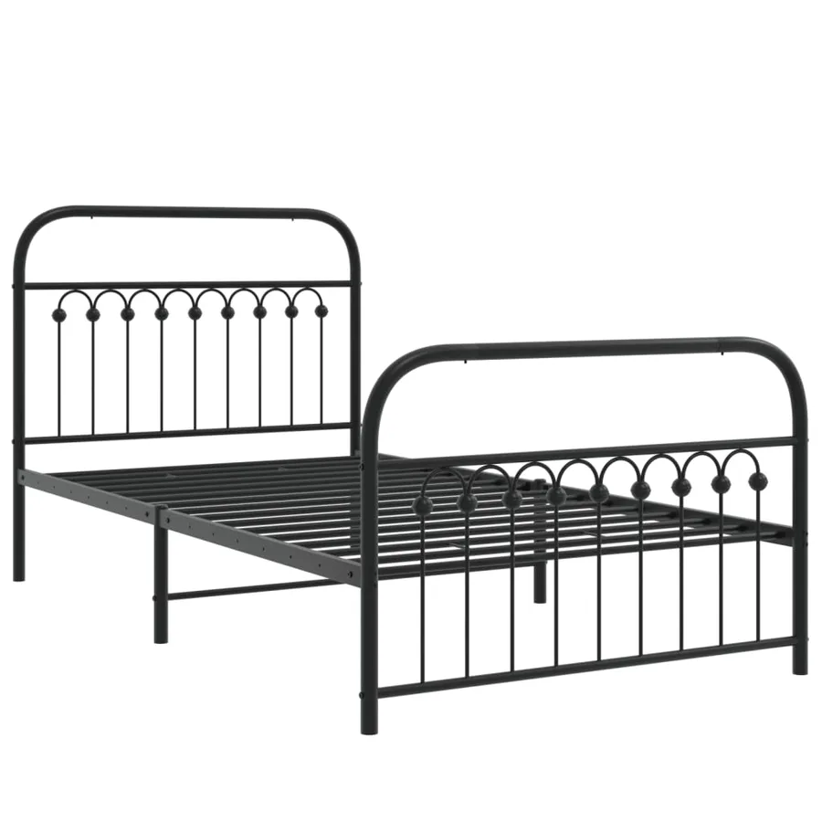 Cadre de lit métal sans matelas et pied de lit noir 100x200 cm - 3