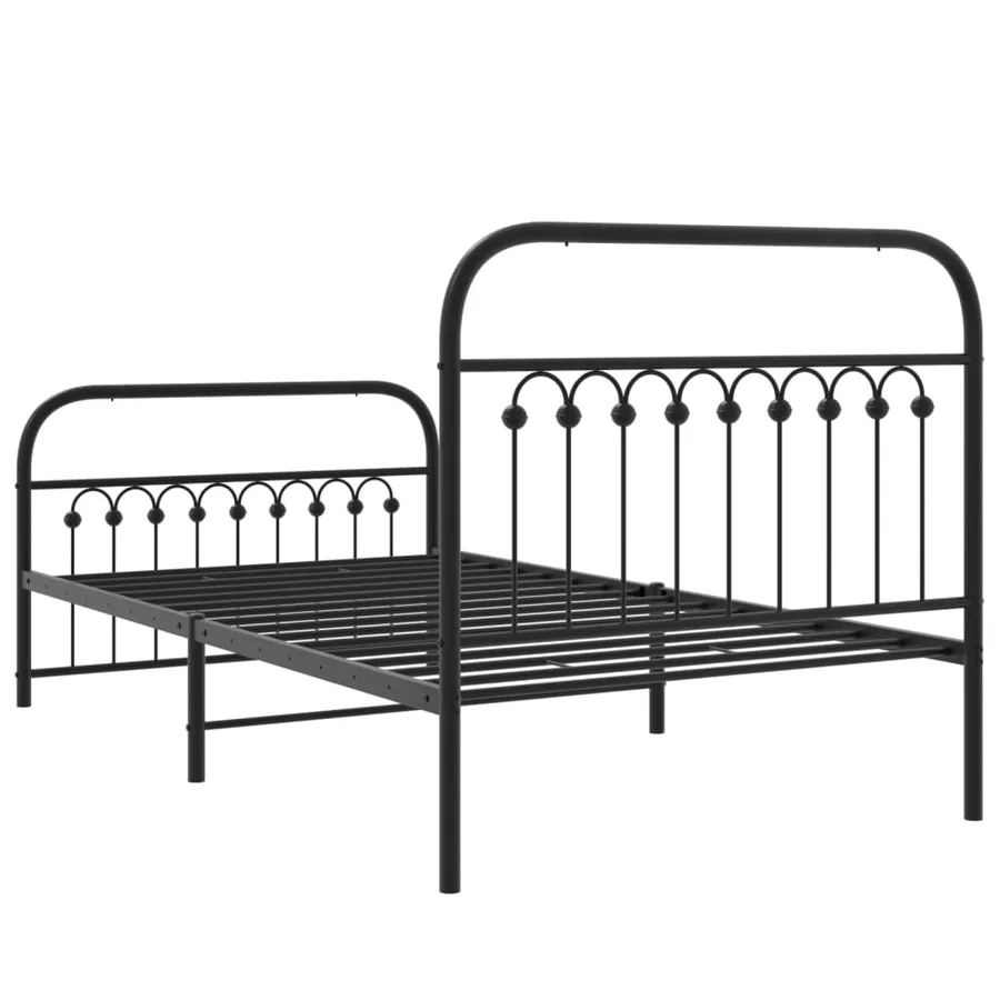 Cadre de lit métal sans matelas et pied de lit noir 100x200 cm - 6