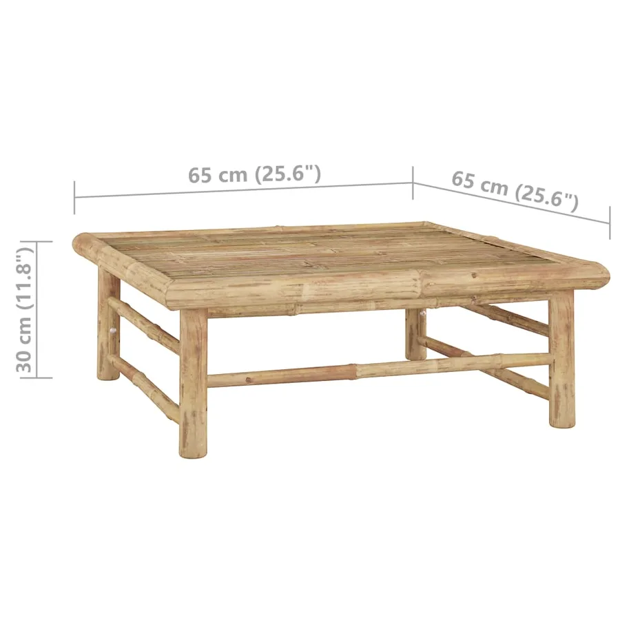 Salon de jardin 7 pcs avec coussins blanc crème bambou - 11