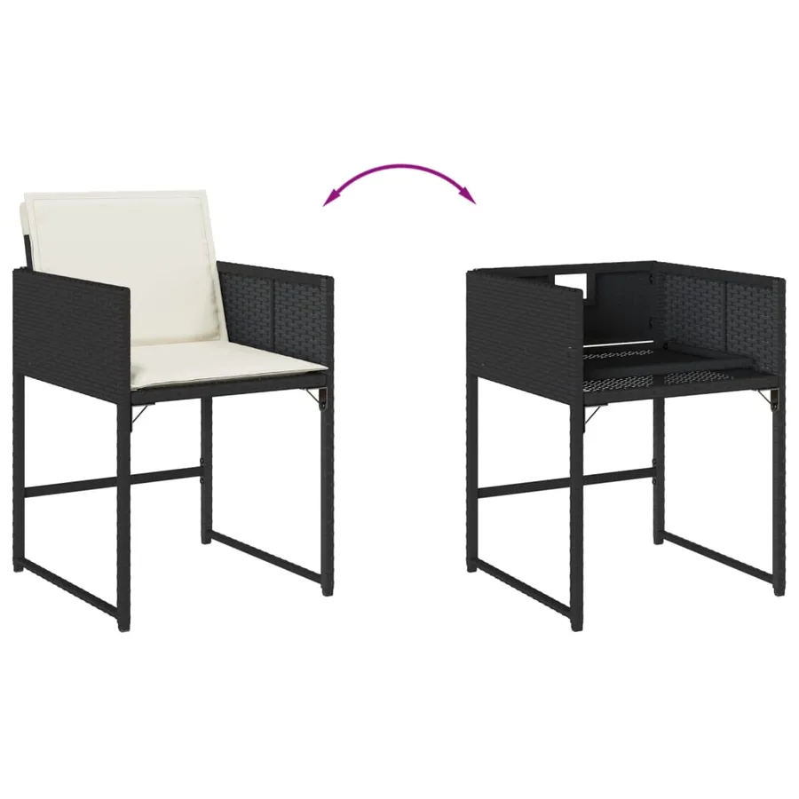 Ensemble à manger de jardin coussins 7pcs Noir Résine tressée - 8