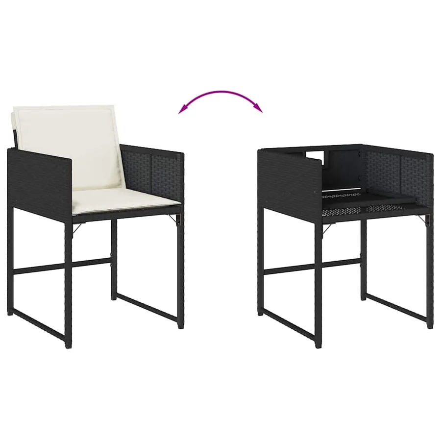 Ensemble à manger de jardin 17 pcs coussins noir résine tressée - 10