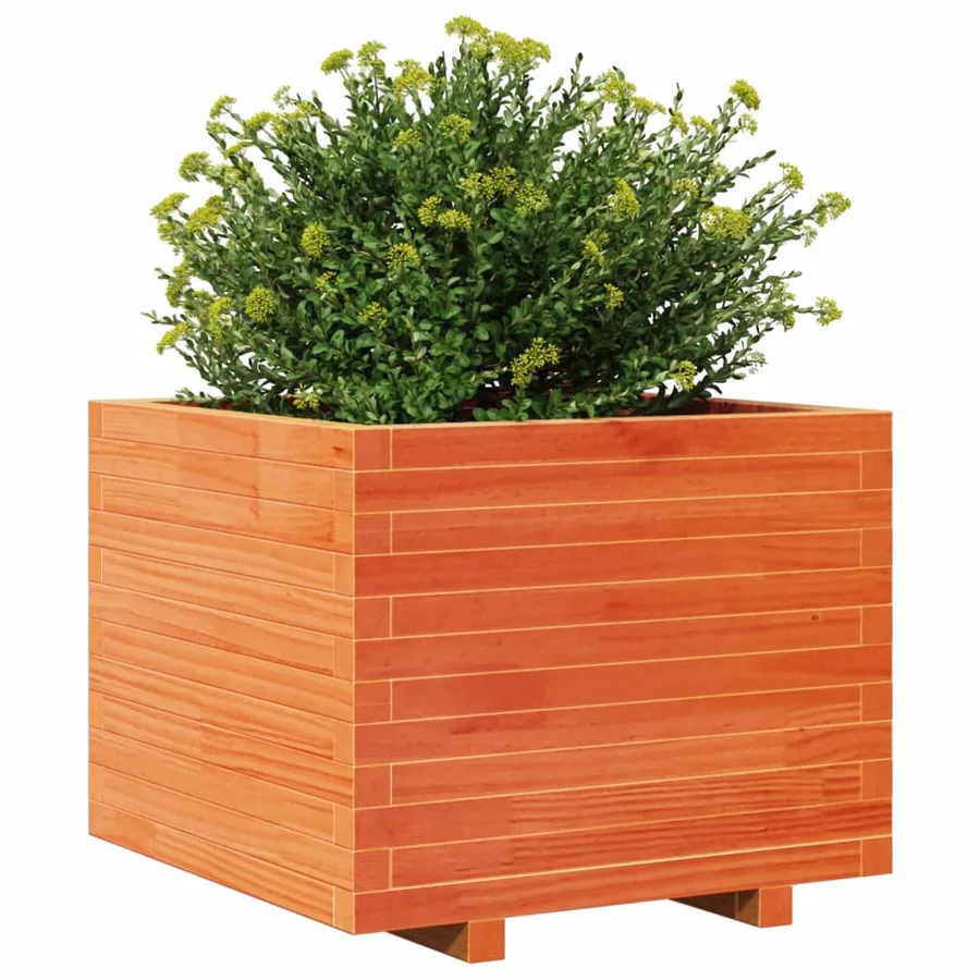 Jardinière cire marron 60x60x49,5 cm bois de pin massif - 4
