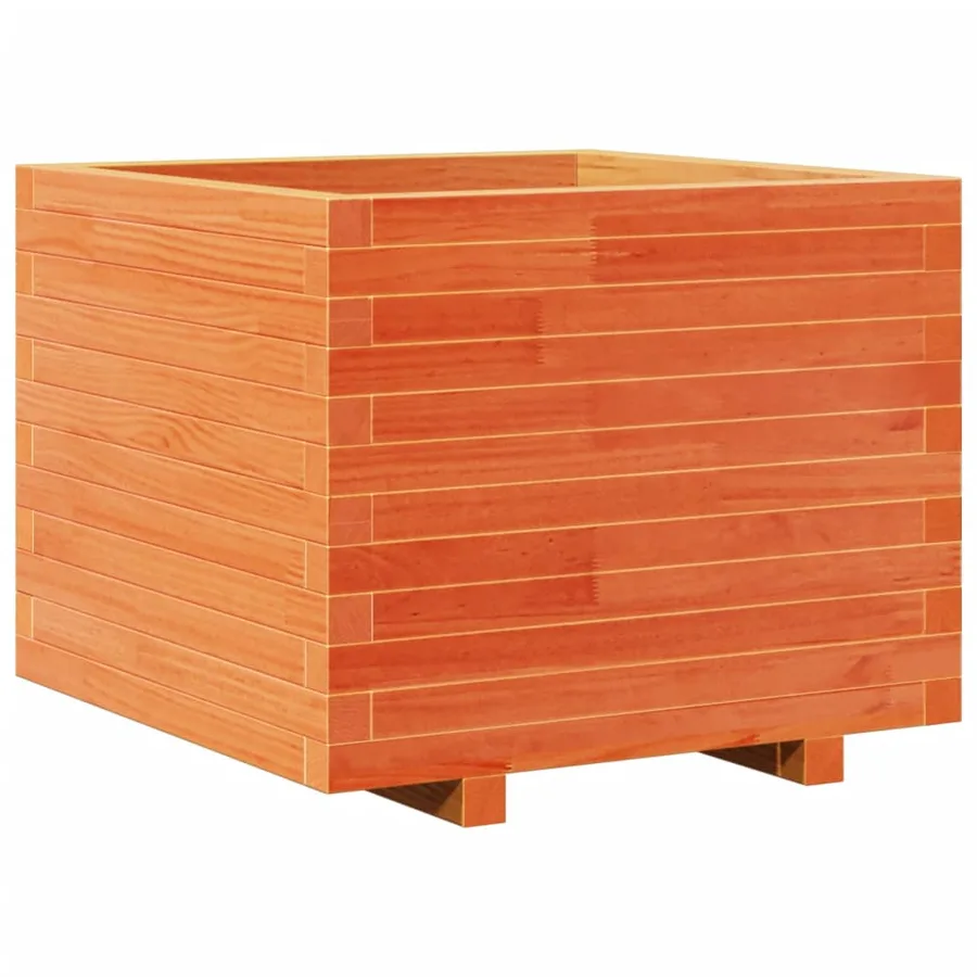 Jardinière cire marron 60x60x49,5 cm bois de pin massif - 7