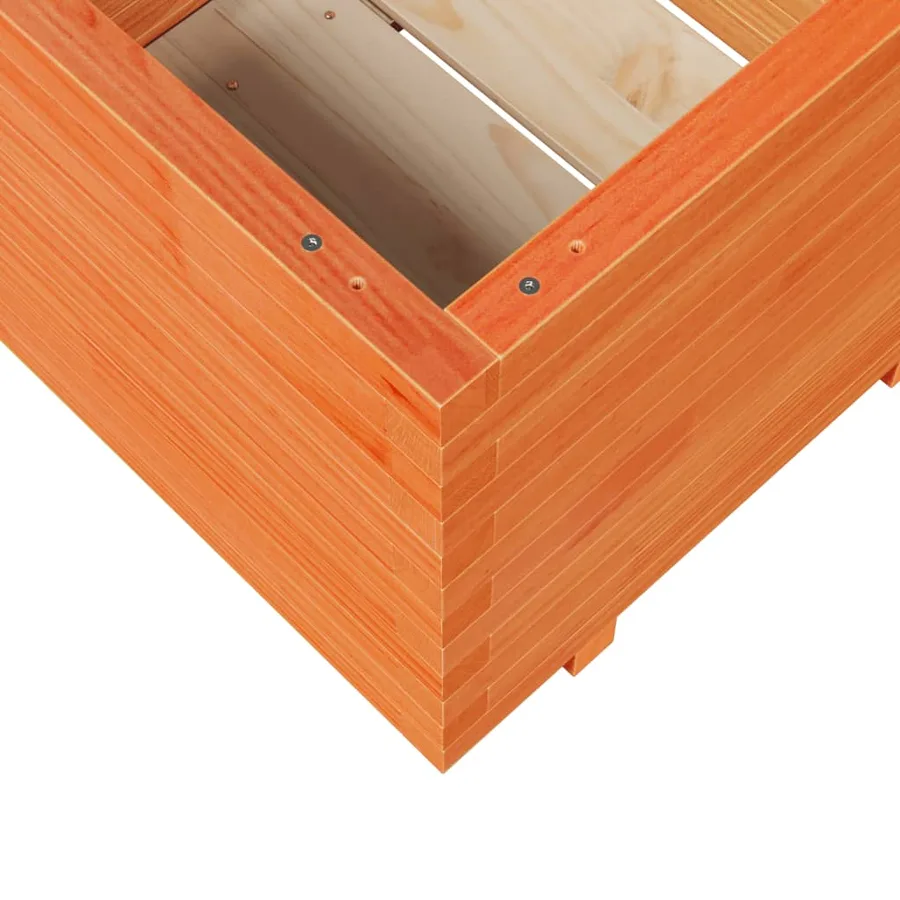 Jardinière cire marron 60x60x49,5 cm bois de pin massif - 8
