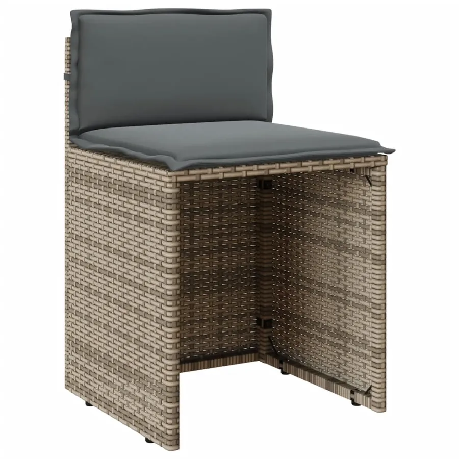 Ensemble de bistro 3 pcs avec coussins gris résine tressée - 5