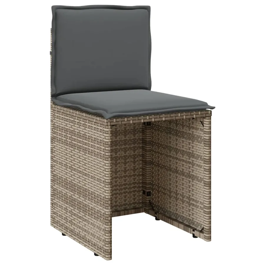 Ensemble de bistro 3 pcs avec coussins gris résine tressée - 6