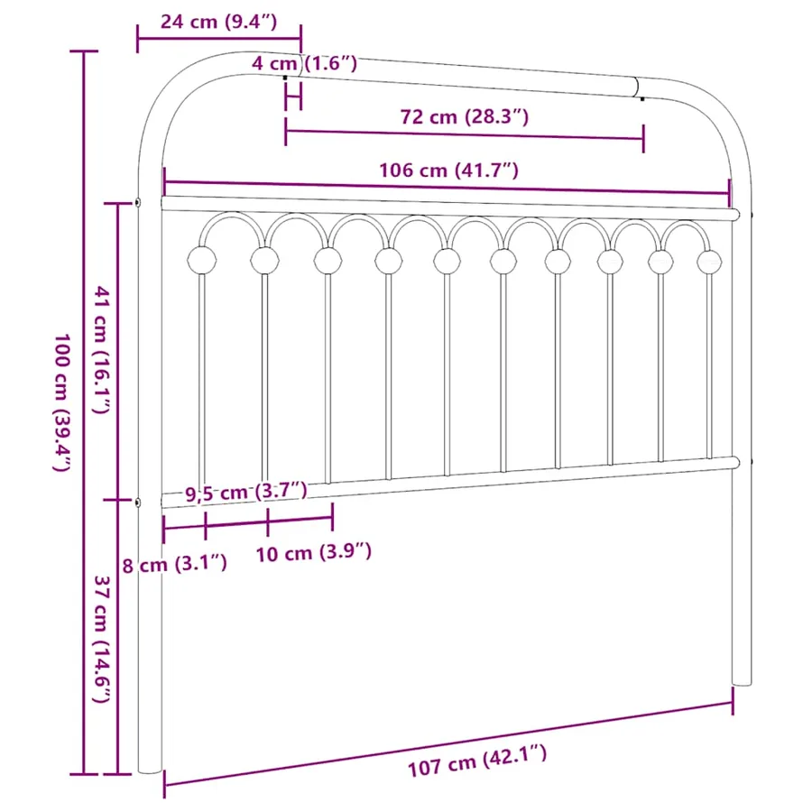 Tête de lit de remplacement métal noir 107 cm - 6