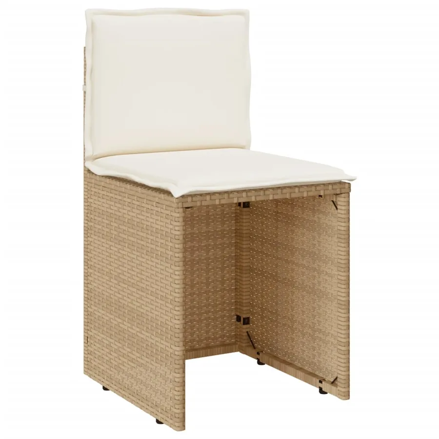 Ensemble de bistro 3 pcs avec coussins beige résine tressée - 6