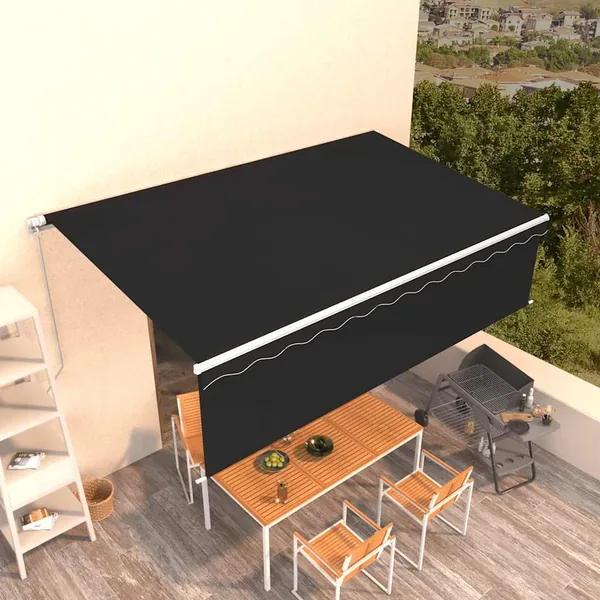 Auvent rétractable manuel avec store 5x3 m Anthracite