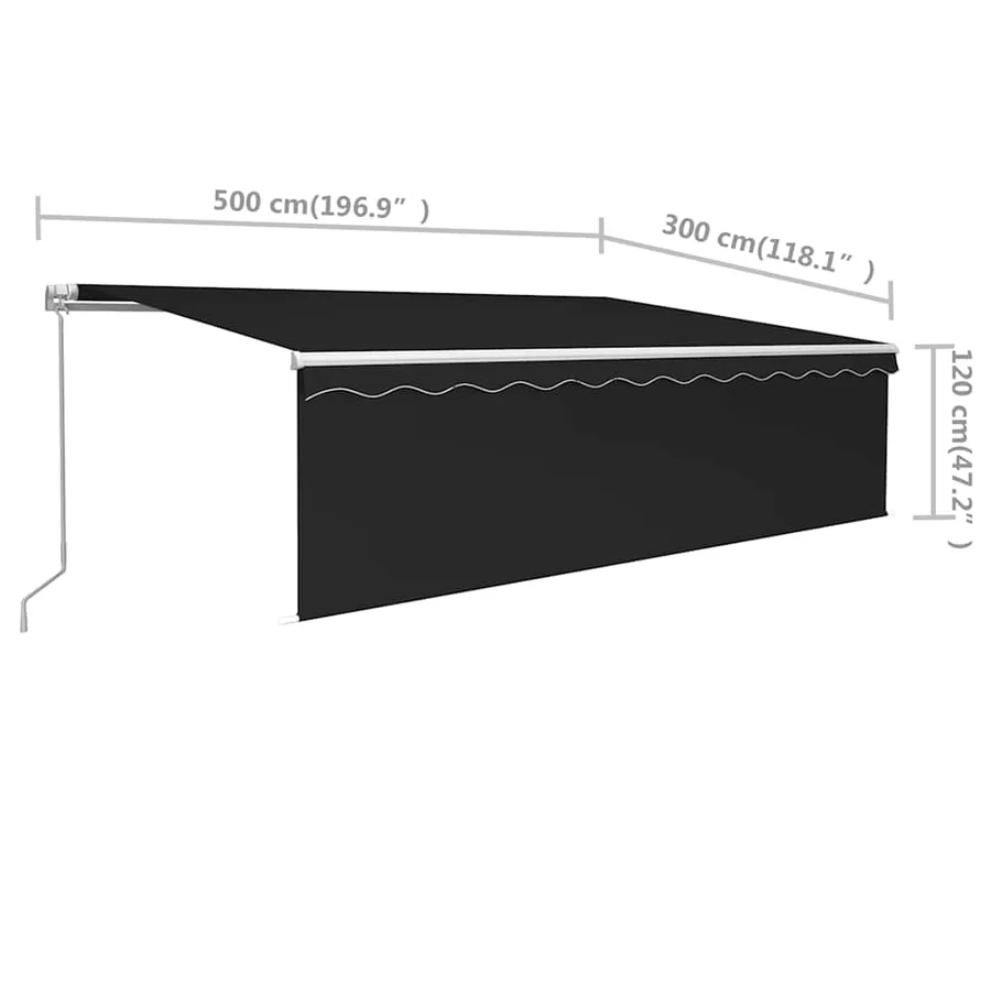 Manual retractable awning with blind 5x3 m Anthracite - 7