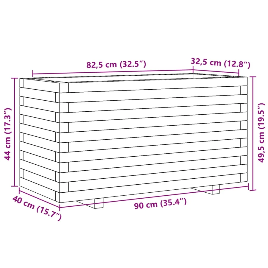 Jardinière blanc 90x40x49,5 cm bois de pin massif - 10