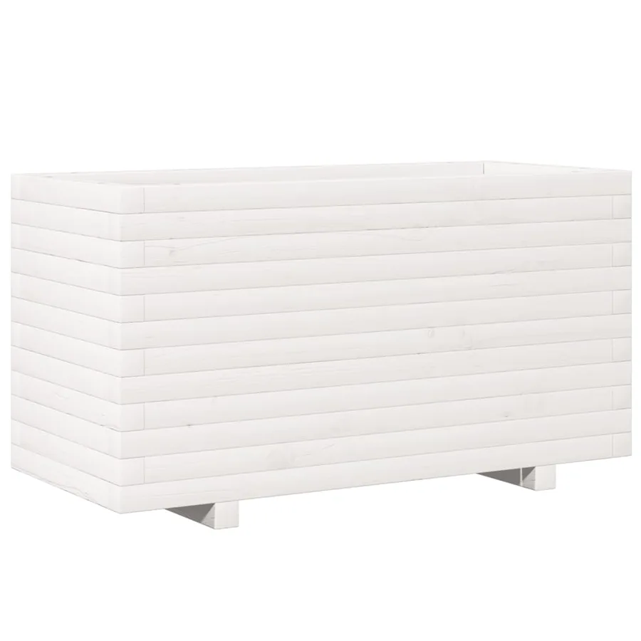 Jardinière blanc 90x40x49,5 cm bois de pin massif - 2