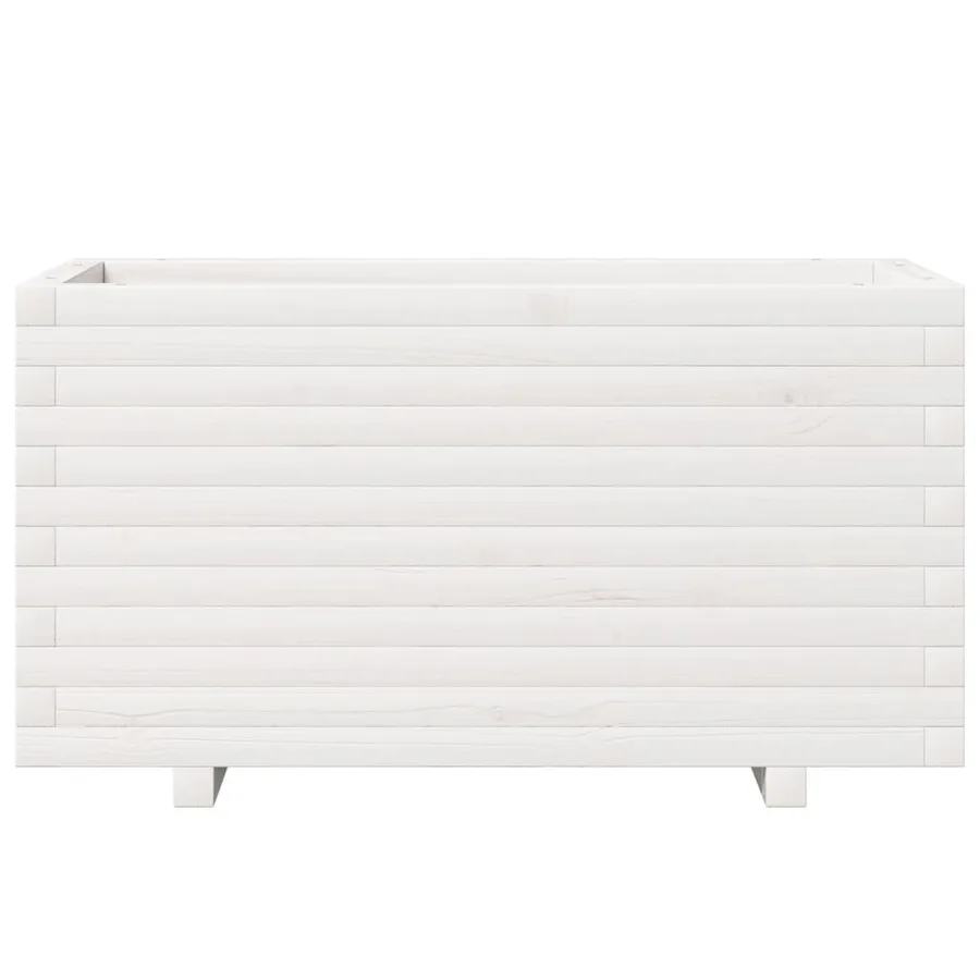 Jardinière blanc 90x40x49,5 cm bois de pin massif - 5