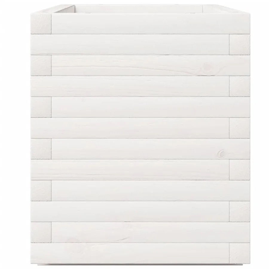 Jardinière blanc 90x40x49,5 cm bois de pin massif - 6