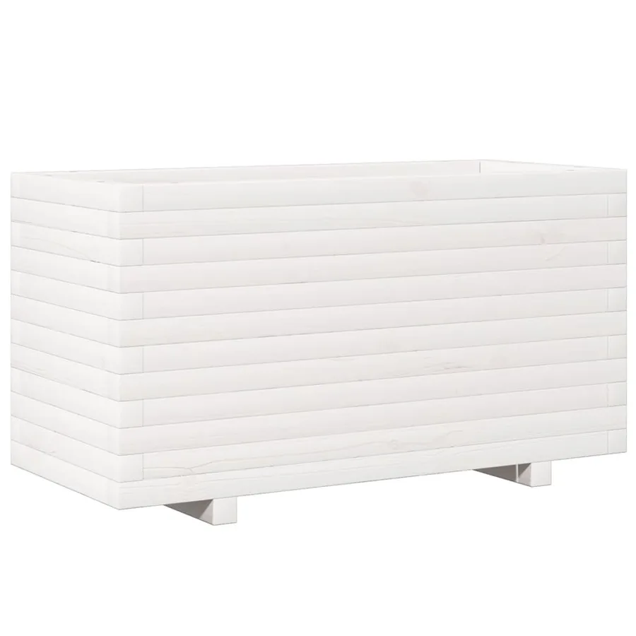 Jardinière blanc 90x40x49,5 cm bois de pin massif - 7