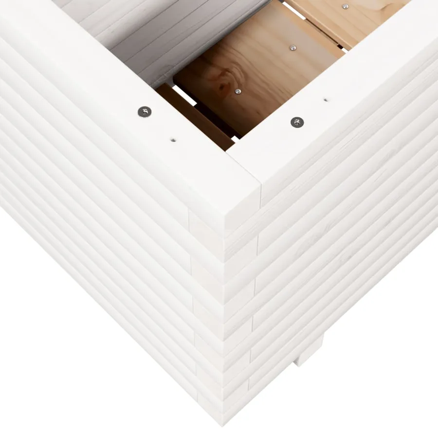 Jardinière blanc 90x40x49,5 cm bois de pin massif - 8