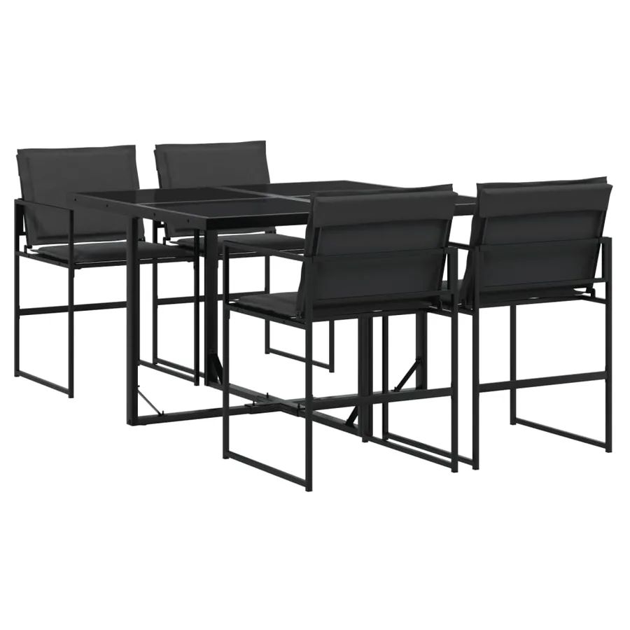 Ensemble à manger de jardin avec coussins 5 pcs noir textilène - 2