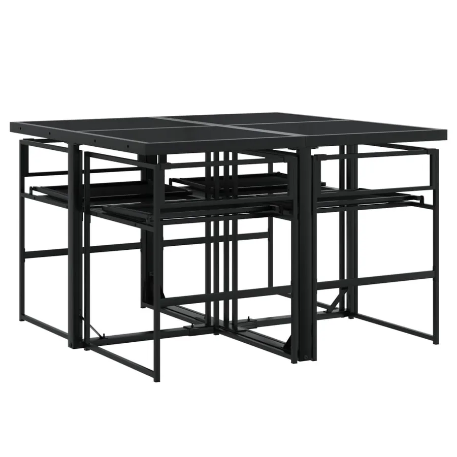 Ensemble à manger de jardin avec coussins 5 pcs noir textilène - 7