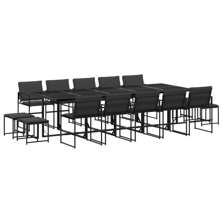 Ensemble à manger de jardin avec coussins 15 pcs noir textilène - 2