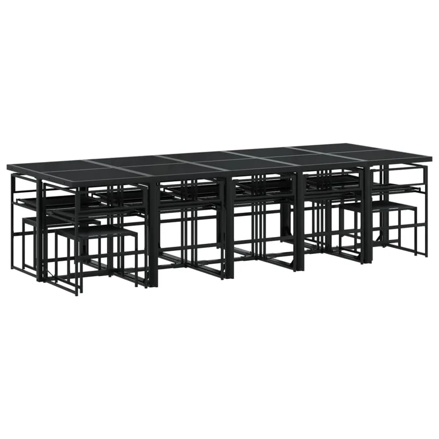 Ensemble à manger de jardin avec coussins 15 pcs noir textilène - 6