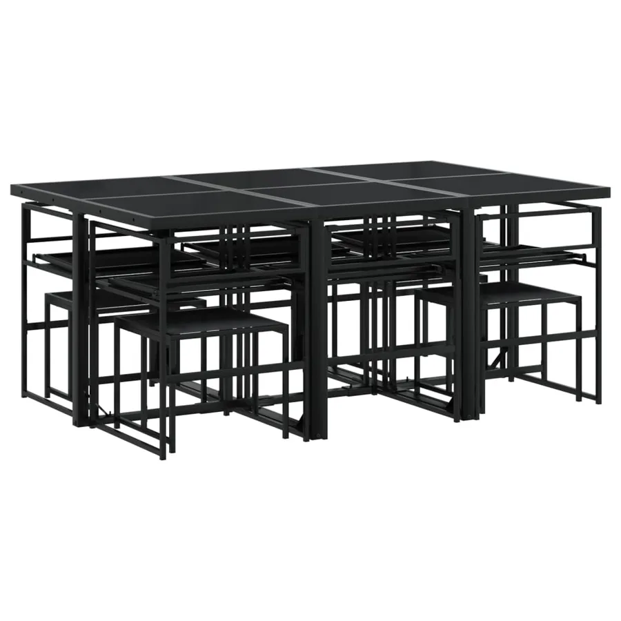 Ensemble à manger de jardin avec coussins 11 pcs noir textilène - 6