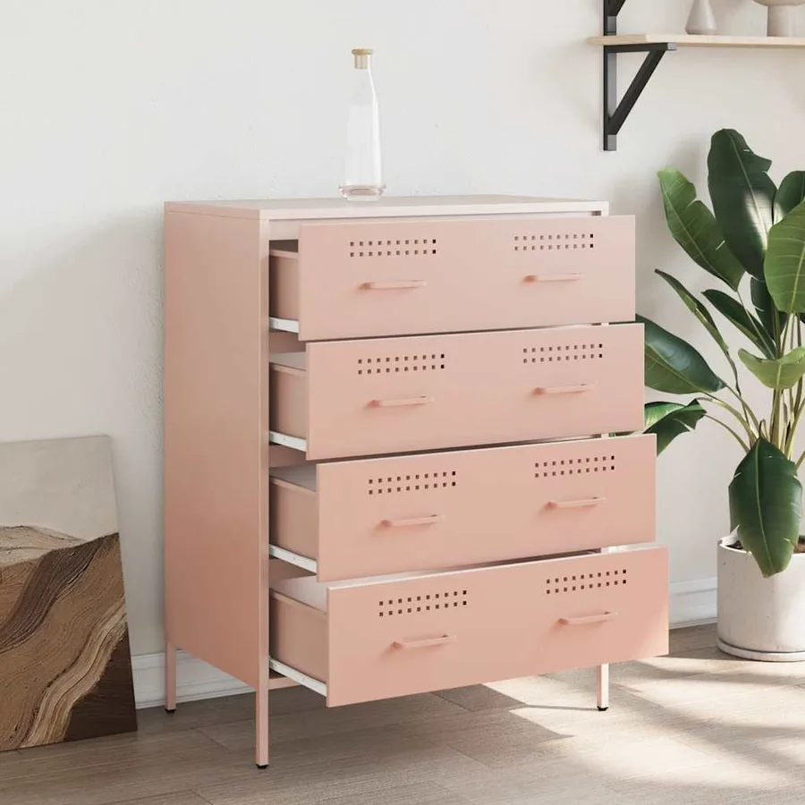 Buffet rose 68x39x89 cm acier - 3
