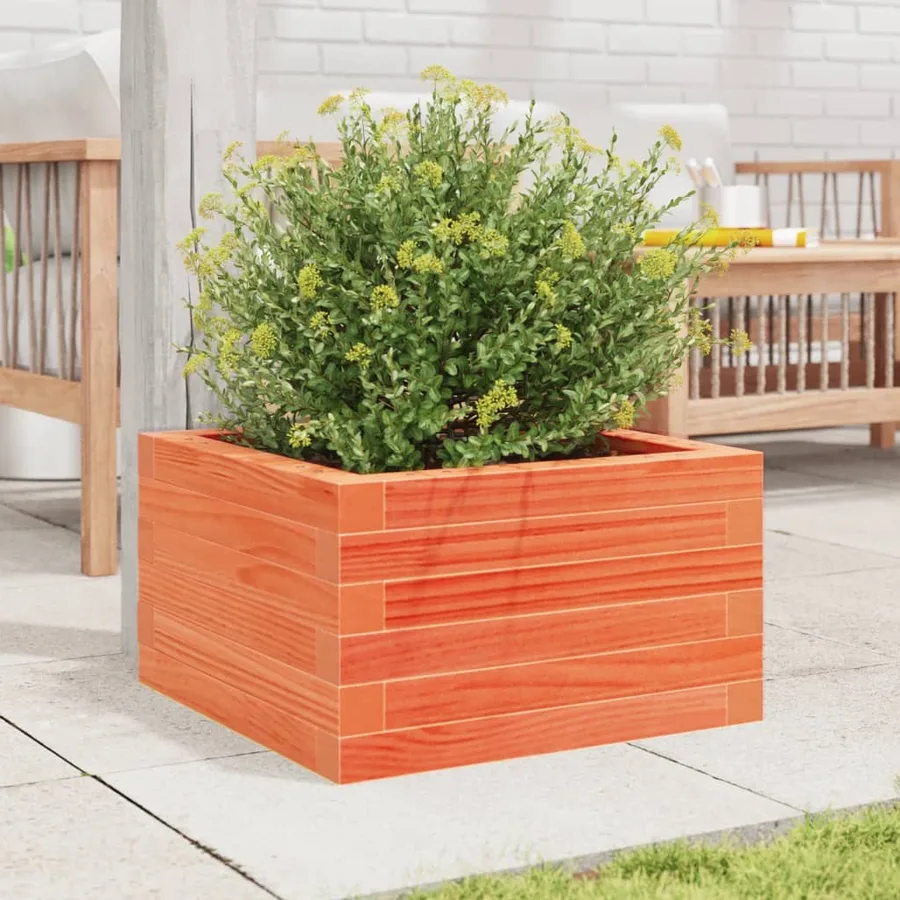 Jardinière cire marron 40x40x23 cm bois de pin massif - 3