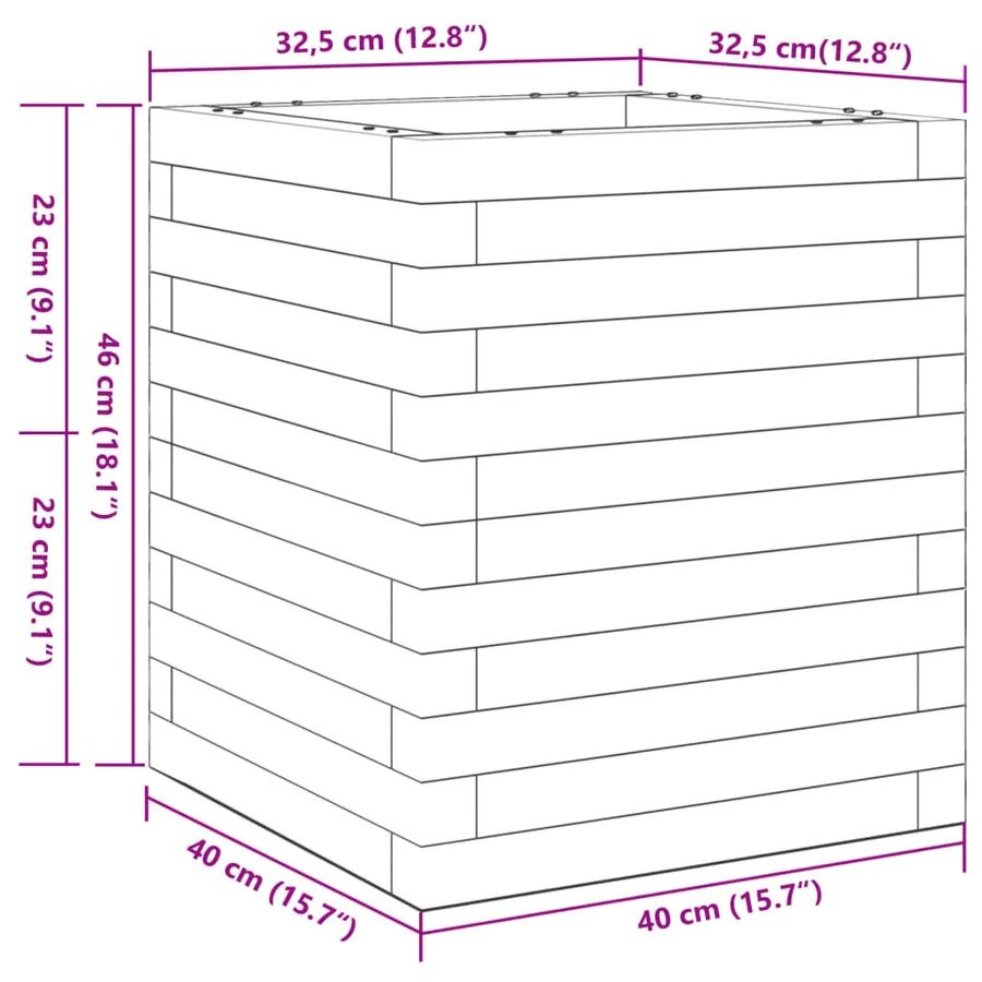 Jardinière 40x40x46 cm bois massif de douglas - 10