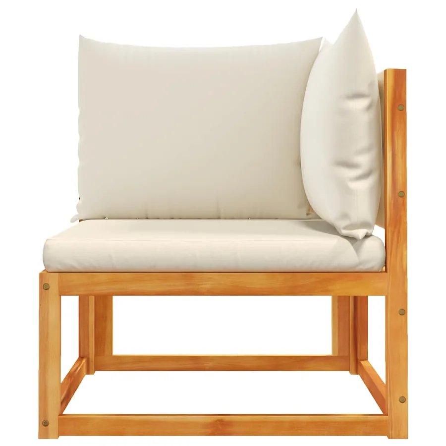 Canapé d'angle de jardin avec coussins en bois d'acacia et corde - 4
