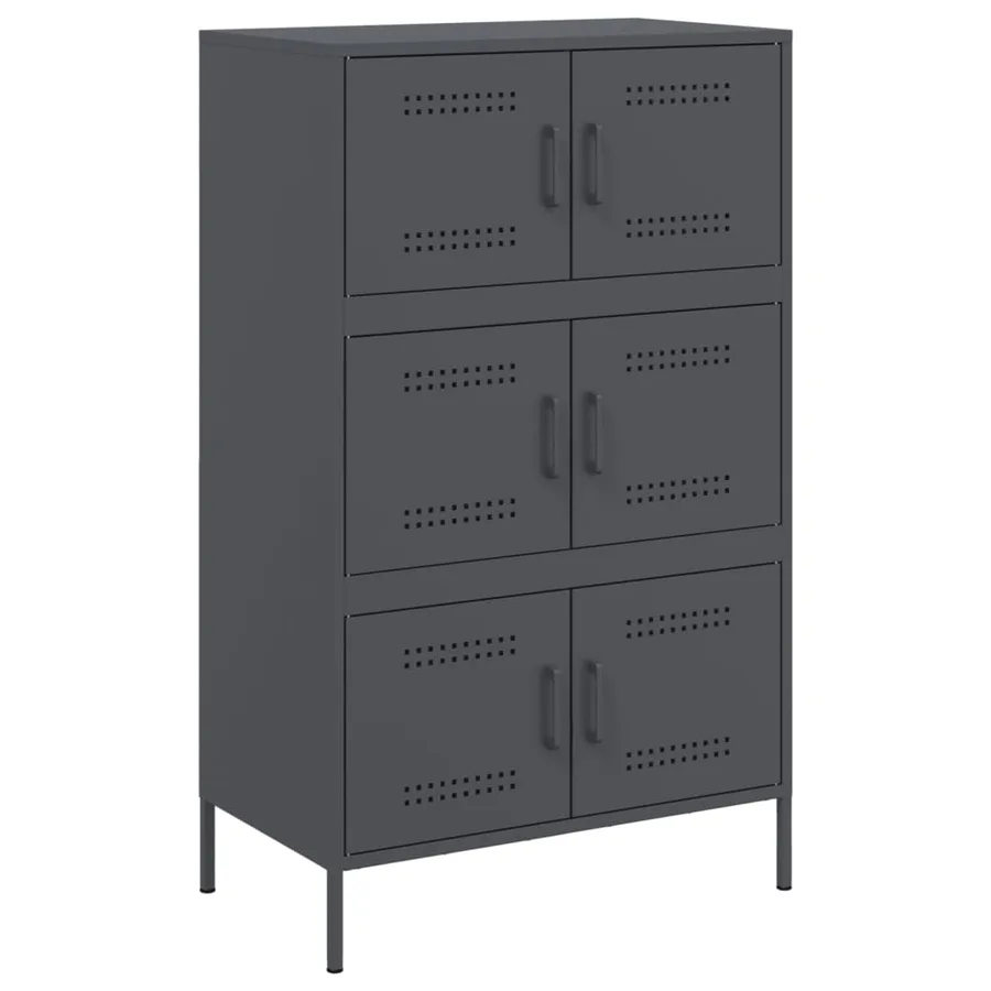 Buffet haut anthracite 68x39x113 cm acier - 2