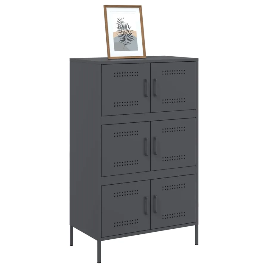 Buffet haut anthracite 68x39x113 cm acier - 4