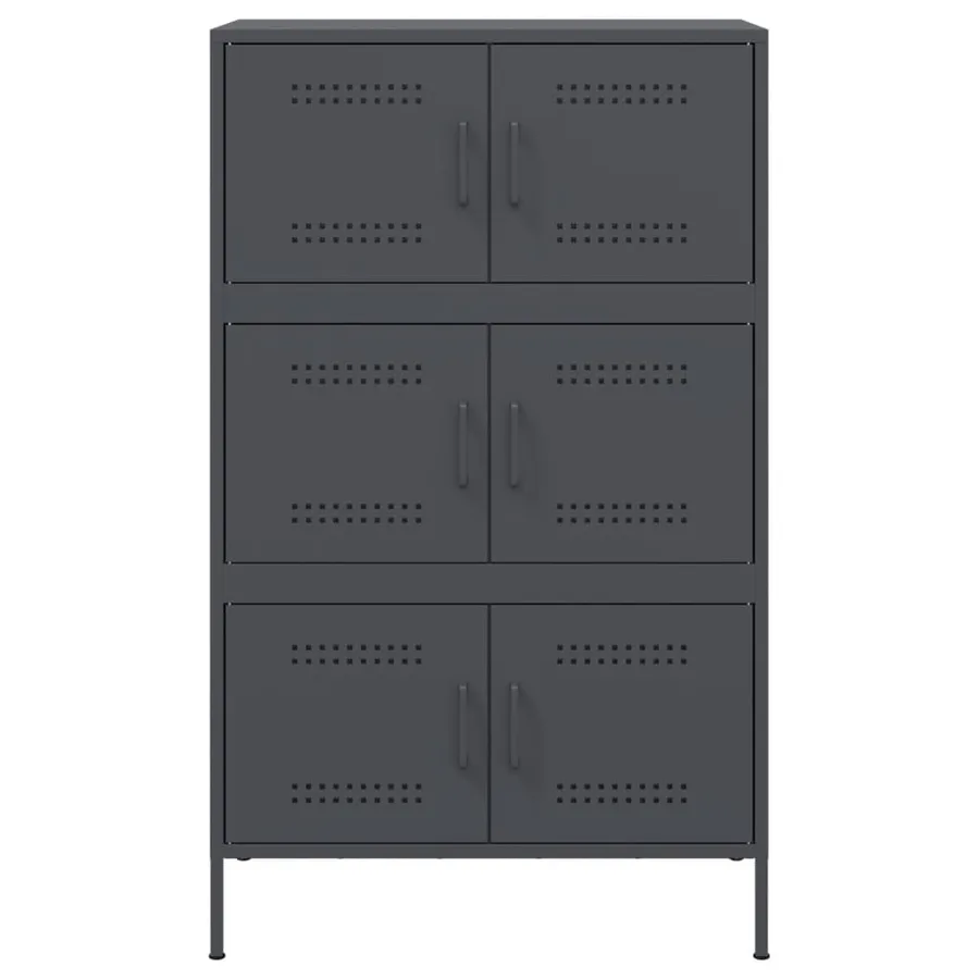 Buffet haut anthracite 68x39x113 cm acier - 6